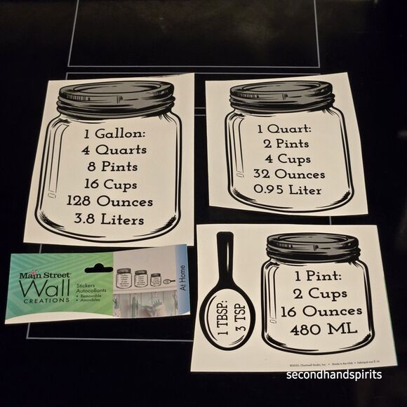 Kitchen Measuring Conversion Vinyl Sticker Decal Baking Cooking Chart Removable - Picture 2 of 3